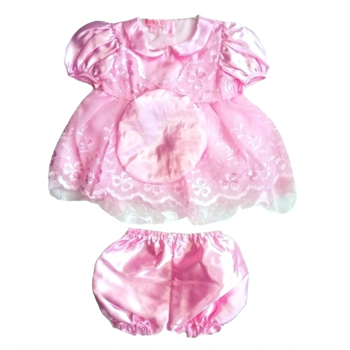 3 PC Special Occasion Dress set in Pink, white & cream - ref: 3635 --  £4.99 per item - 6 pack